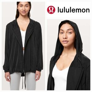 Lululemon Into Something Good Hoodie Oversized Lightweight Jacket Black Sz 4 S-M